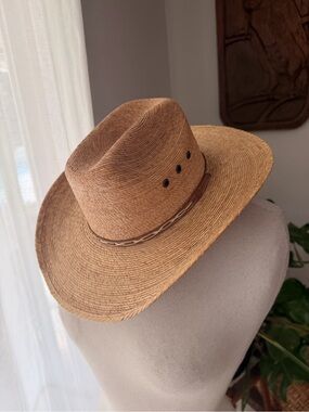 Hereford Brand By Atwood Straw Cowboy Hat Size 6 5/8 Long Oval Western Kids Teen